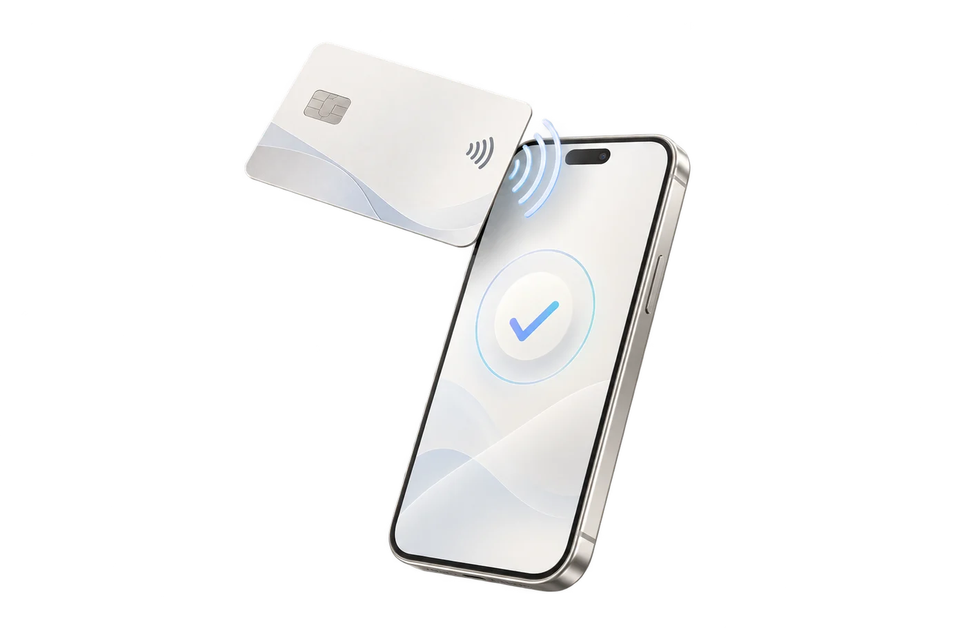A contactless card approaching a smartphone used as a payment terminal
